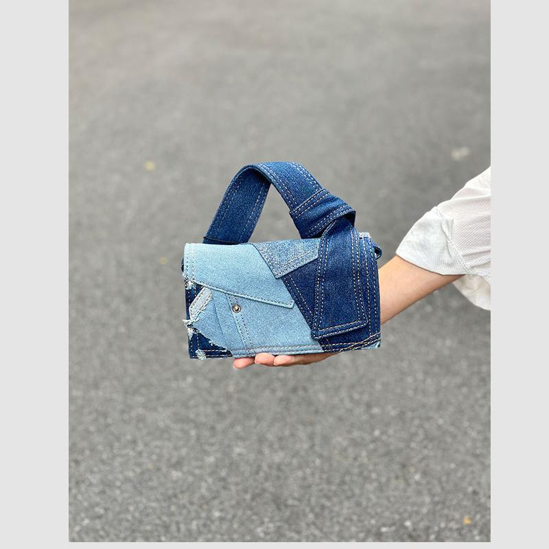Denim Spliced Crossbody Bag for Girls Fashion Versatile Casual Shoulder Bag Advanced Commuter New Handbag