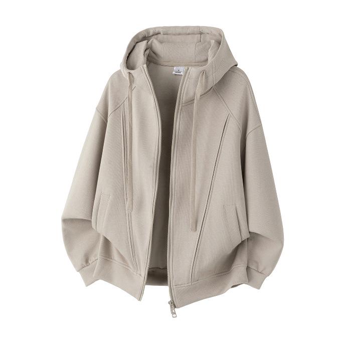 

2025 Early Autumn Men s Casual Hooded Sweatshirt Cardigan 4XL абрикосовий
