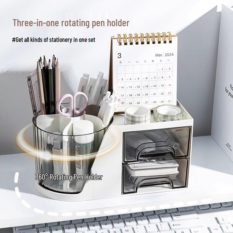 360° Rotating Pen Holder: Luxurious, Multifunctional, Large-Capacity Desktop Storage for Students and Offices