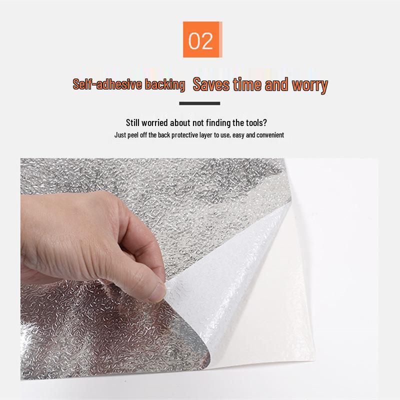 Extra Thick Self-Adhesive Waterproof Aluminum Foil Sticker for Kitchen: Oil-Proof, High-Temperature Resistant for Stove Tops and Cabinets.