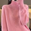 2024 Autumn/Winter Women’s Chic Wool Sweater, Slimming & Versatile, Half-High Neck, Loose Fit, Thickened Base Layer