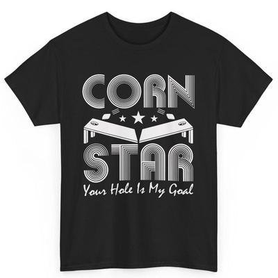 Cornhole Game Fan Lawn Corn Star Funny Cotton T Shirt