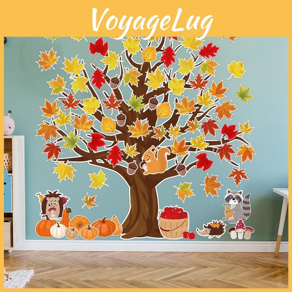 Season Fall Thanksgiving Maple Leaf Wall Stickers Paper Holiday Decor Classroom
