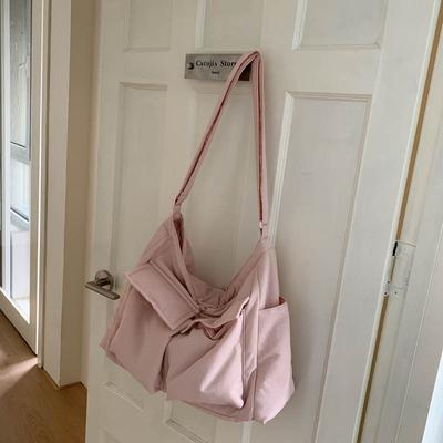 Canvas Bag Women's Large-capacity New Summer Versatile Shoulder Messenger Bag Simple College Student Tote Bag
