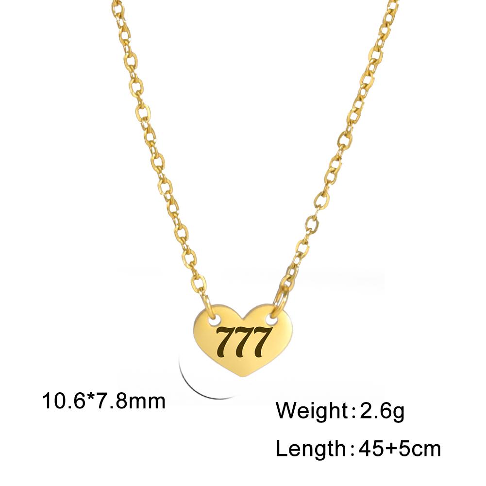 Unift Angel Number Heart Necklace Lucky Number 111 222 333 44 555 666 777 888 999 Stainless Steel Necklace Fashion Women Jewelry