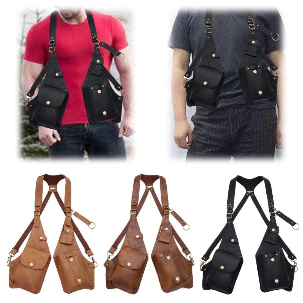 

Противокражный наплечный кошелек-карман в винтажном стиле, двойная наплечная сумка, для мотоциклистов светло-коричневого