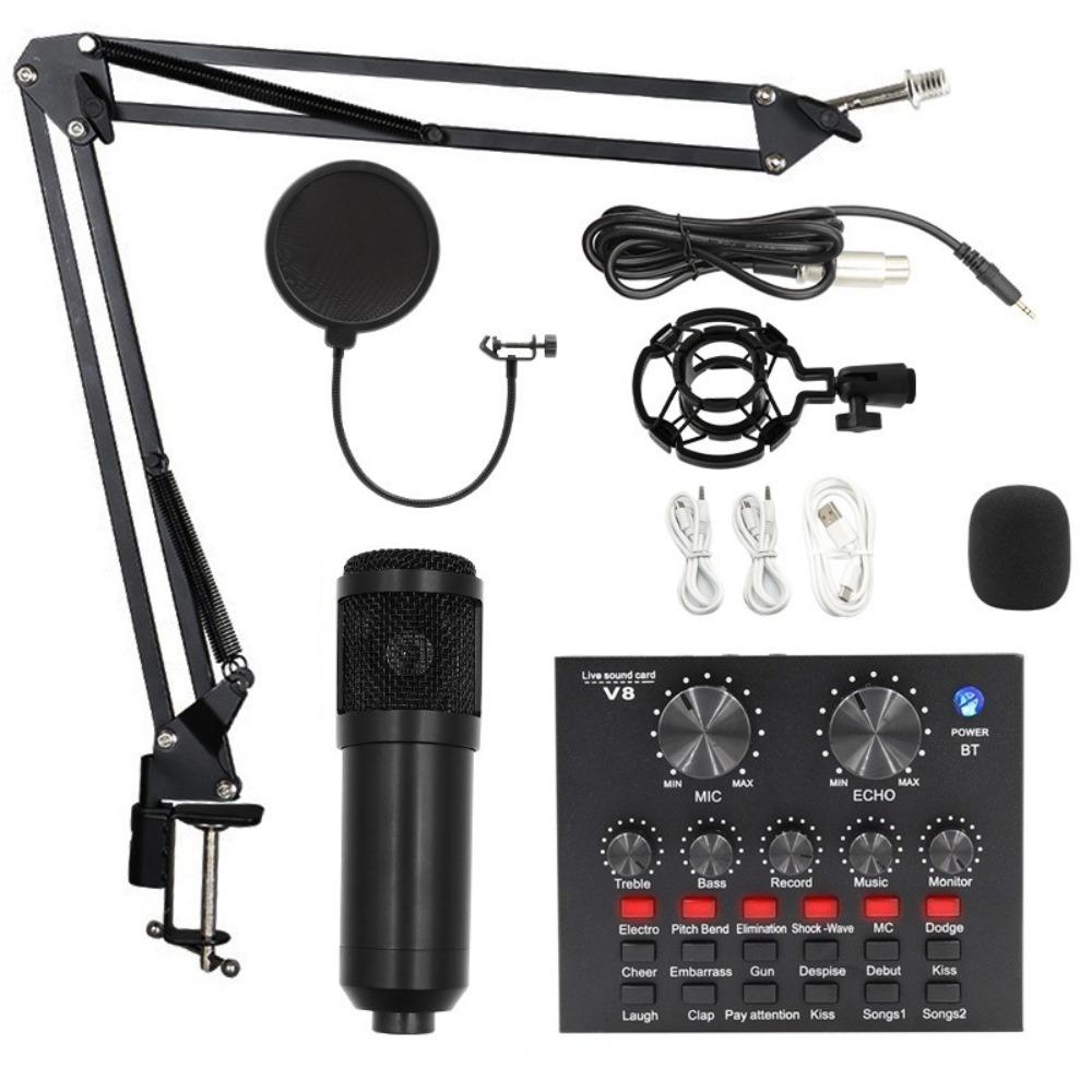 Computer Sound Card Condenser Microphone Kit Streaming Live Podcast Equipment Bundle  Karaoke