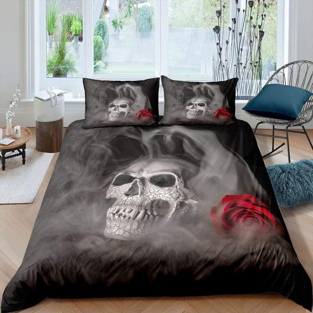 Comforter Sugar Skull Bedding Comforter Set Gothic Twin/Full/Queen/King Set 3 Pieces Soft