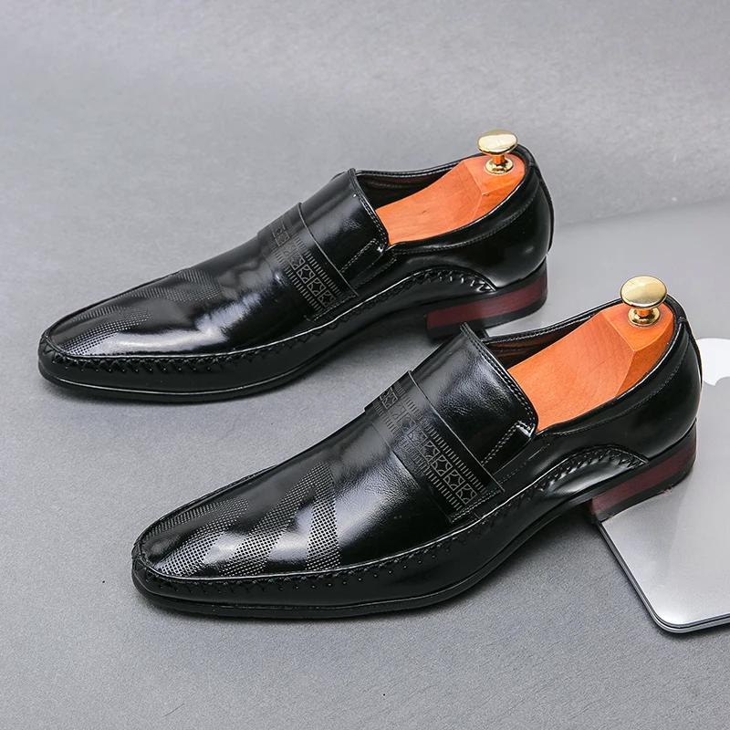 Retro Brown Leather Shoes Men High Quality Classic Men's Dress Shoes Business Wear Formal Shoes For Men Sapato Social Masculino