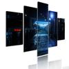 Wall Art Metropolis Skyscrapers Canvas Painting 5 Pieces Modular Picture Bustling City Night Poster HD Printed for Home Decor
