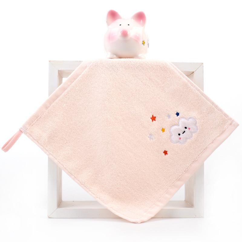 1 pièce 25x25cm Carré Petite Serviette Dessin Animé Brodé Nuage Coton Bébé Enfants Visage Lavette Absorbante Douce
