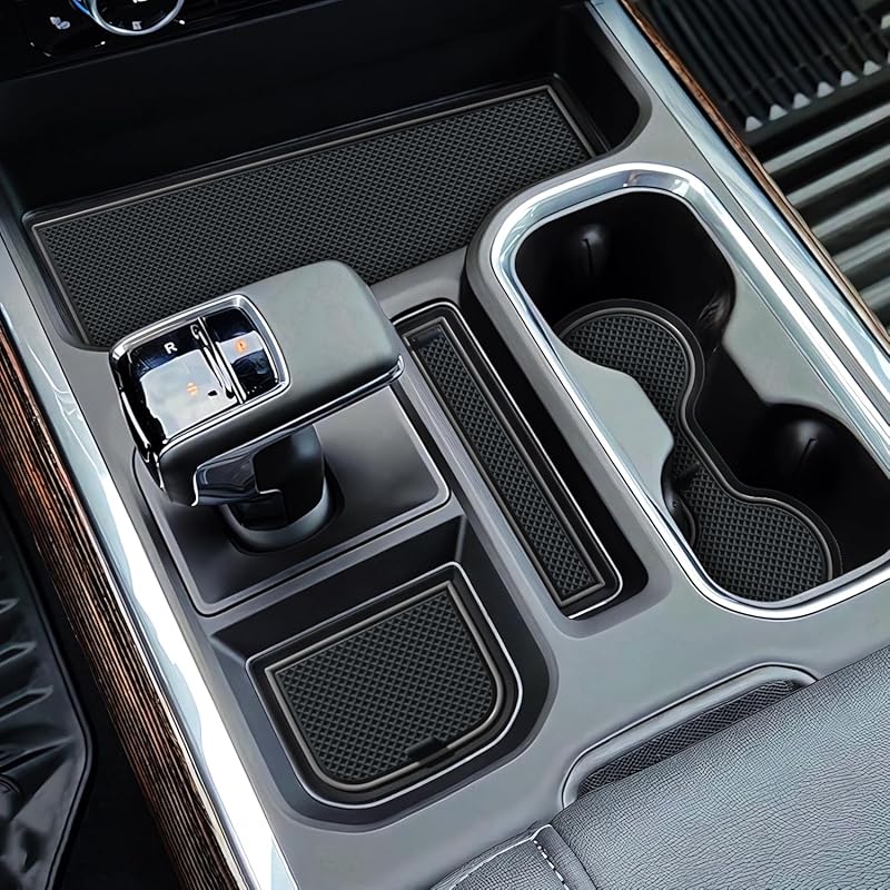 7Pcs Center Console Liners For  2024 2025 2026 Chevy Silverado/GMC Sierra 1500 &  Refreshed 1500 Models, Premium  Non-Slip Cup Holder Mats, Full