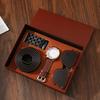 Premium Men's Souvenir Gift Set Custom Logo Leather Wallet Belt Watch Sunglasses 4-Piece Valentine Birthday Luxury Box