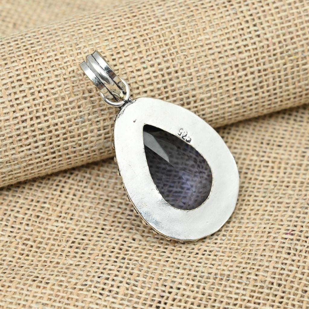 Amethyst Gemstone Pendant 925 Sterling Silver Handmade Purple Stone Jewelry For Gifts