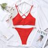 Hot Red Cross-Back Split Swimsuit: European & American Style