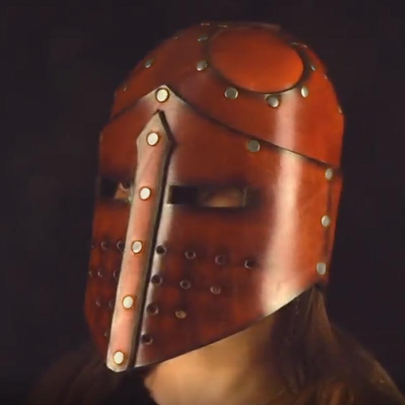 Casque de jeu de rôle Samouraï/Chevalier, masque de fête en cuir One size fits all adults marron