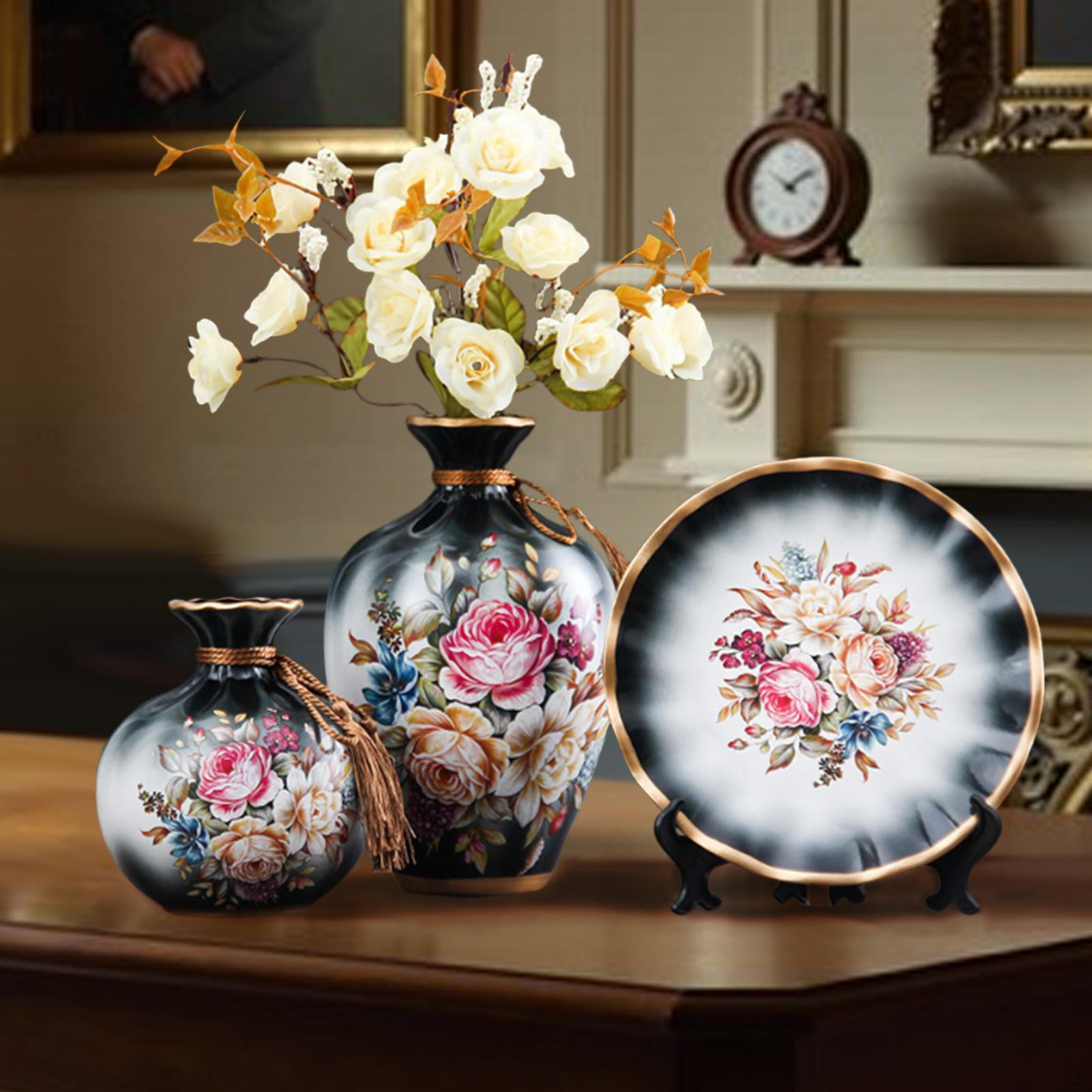 

3 Керамические вазы для цветочных композиций, Декоративные контейнеры для использования в помещении чёрный