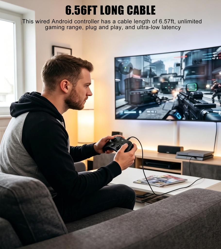 arVin Wired Gaming Controller with Features Stick Trigger Vibration Turbo and 1000Hz High Polling Rate (Compatible PC, PS4, PS3, Switch, Android) -