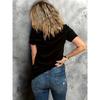 Women's Casual Crew Neck T-Shirt with Letter Print - Soft Polyester, Machine Washable