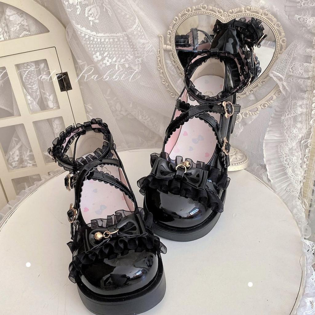 2025 Spring New Round Head Mary Jane Small Leather Shoes Lolita Bow Princess Height-increasing Legs Long Single Shoes