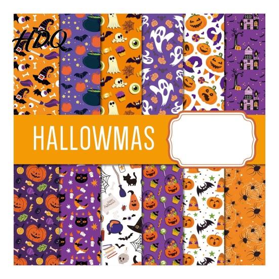 Classic Halloween Elements Stickers 12 Sheets Scrapbook Paper Set 6x6in Double-Sided Craft