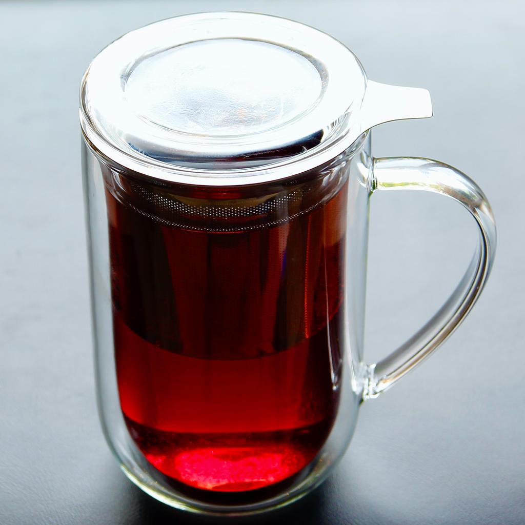 Winter Tea Mug Thermal Glass With Infuser And Steel Strainer