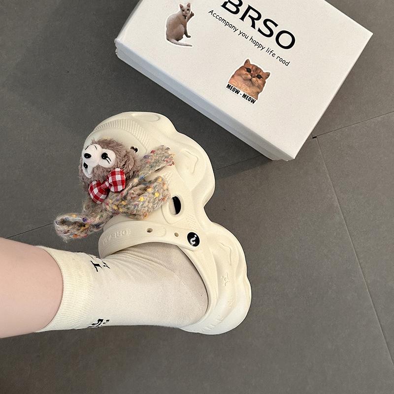 Cartoon Cute Hole Shoes Women's New Muffin Thick-soled Non-slip Bag Head Cool Slippers Tide