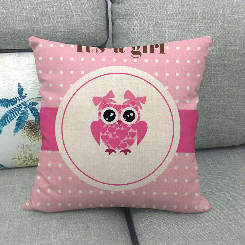 Cartoon Owl Series Love Digital Printing Short Plush Pillow Covers For Car Sofa Office Cushion Cover Home Goods