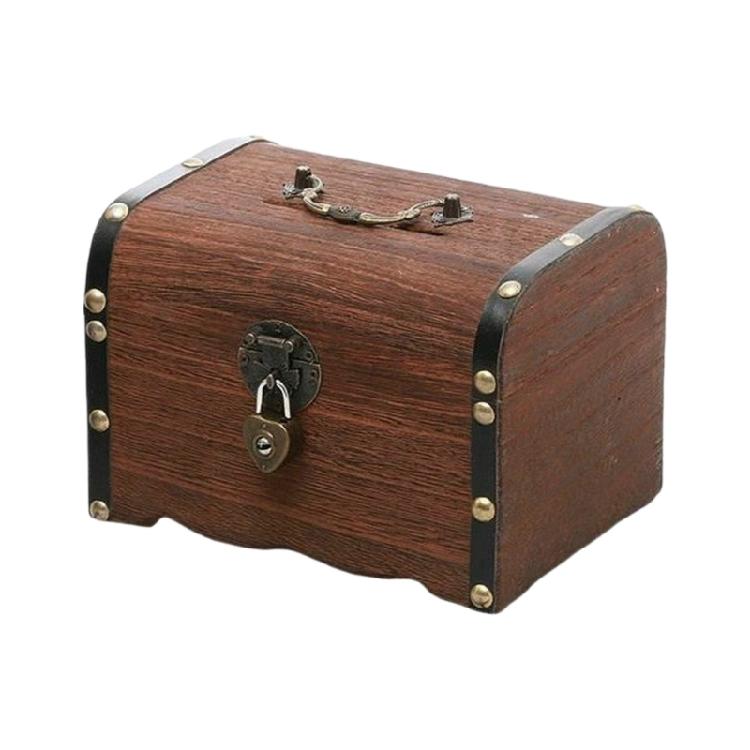 Decorative Locking Wooden Coin Saver Bucolic Treasure Box For Home Office Kids Bedroom Storage Accessories