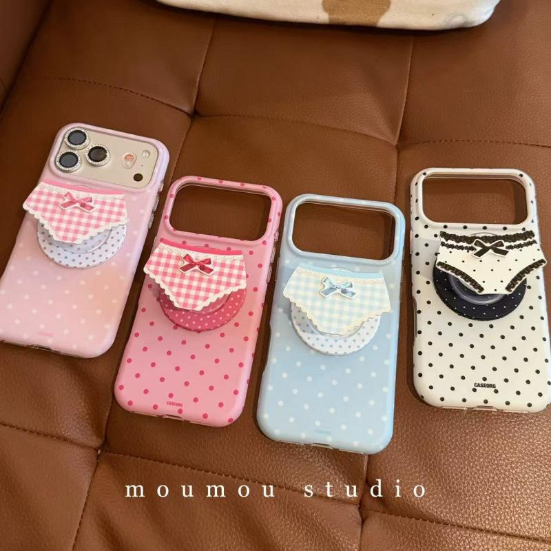 Cute polka dot plaid pants magnetic suction bracket for iPhone17promax Apple 16 mobile phone case 15 women