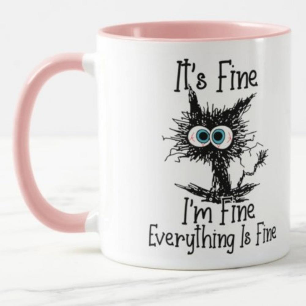 Керамическая смешная кружка 350 мл с ручкой   Со мной все в порядке    Все хорошо   Слоган Кофейная чашка для дома и офиса 301-400ml