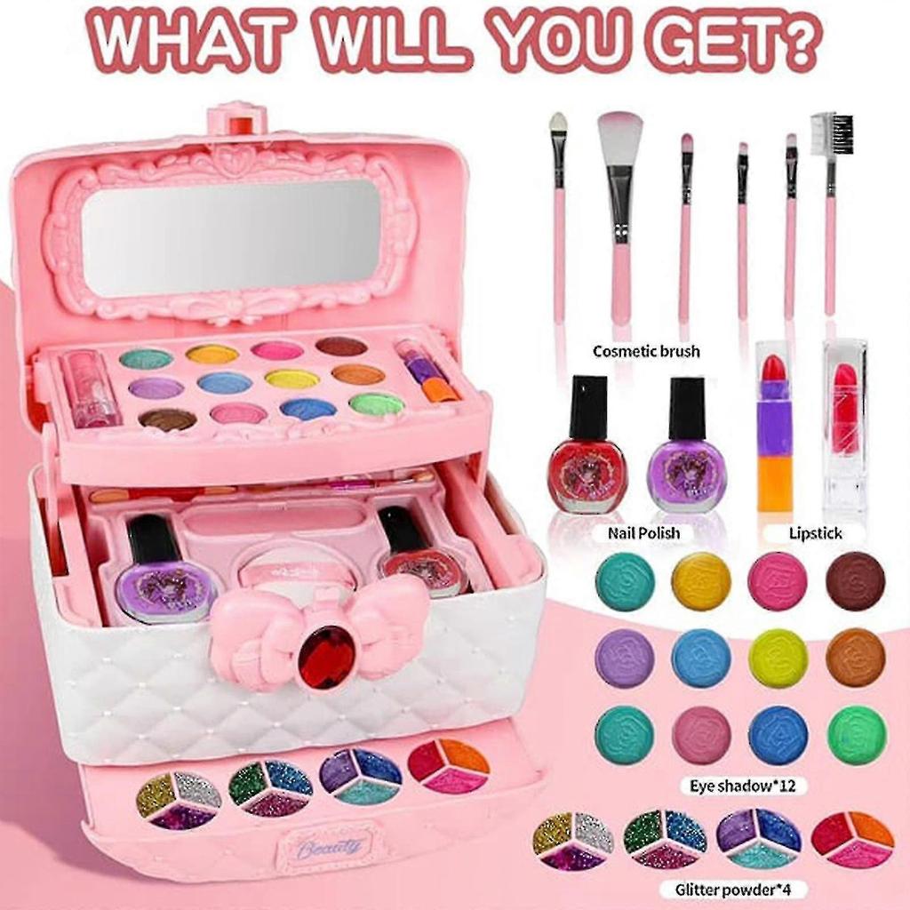 Kids Washable Makeup Girls Toys - Girls Makeup Kit For Kids Make Up Set Real Guanguan