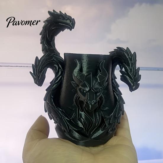 Detailed Relief Ornament Three-Headed Dragon Pen Holder, 3D Printed Fantasy Desk Organizer, Creative Birthday Gifts for Boys Realistic Scale