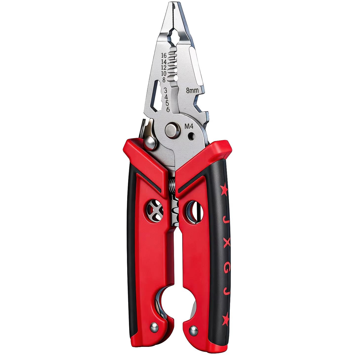 1pc 18 in 1 Electrician Pliers Wire Stripper Crimper Pliers Crimping Cutting Car Multifuntion Professional Electrician hand tool красный