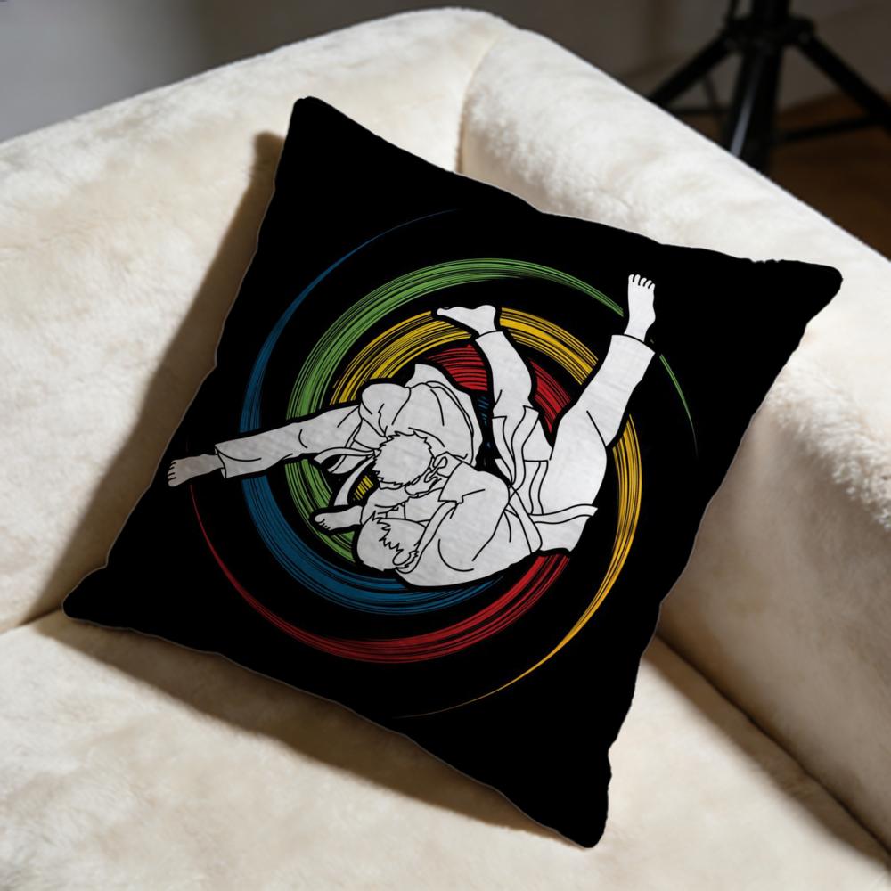 Sports Judo Martial Arts Cushion Cover Soft Decorative Pillow Case Suitable for Bedroom Sofa Car Travel Use
