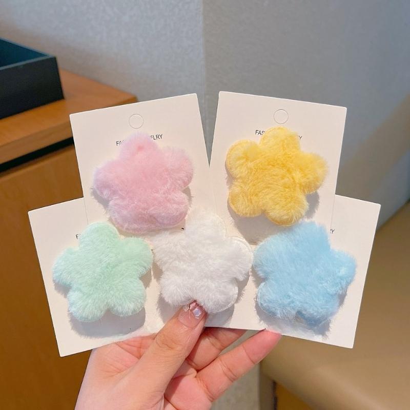 5Pcs Kawaii Star Hair Clip Plush Side Barrettes Fashion for Girls Daily School Party Wear Sweet Accessory Gift Set