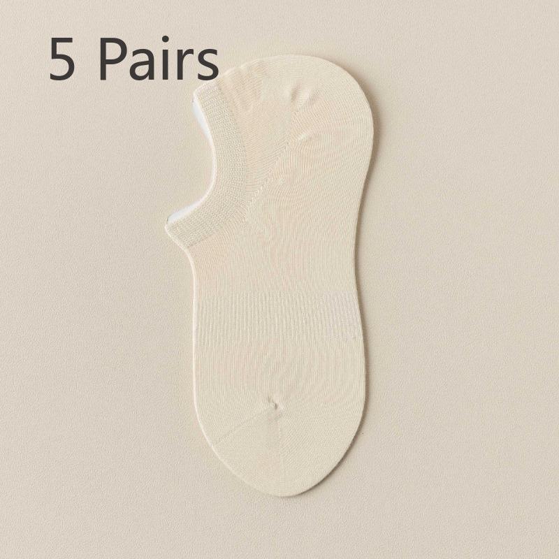 

5 пар женских летних тонких хлопковых нескользящих впитывающих дышащих невидимых спортивных носков с небольшим отверстием 5 Pairs легкие хаки