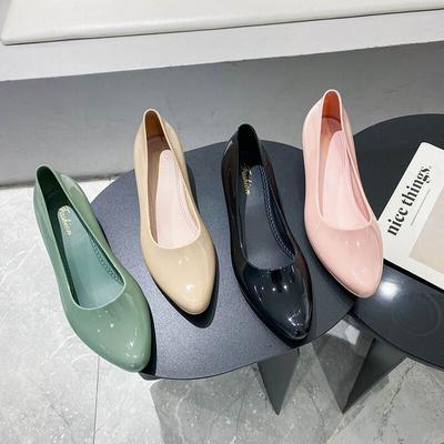 New Slope Heel Single Shoes Women's Fashion Simple Shallow Mouth Pointed Beanie Shoes Casual Retro One-pedal Flat Lazy Shoes