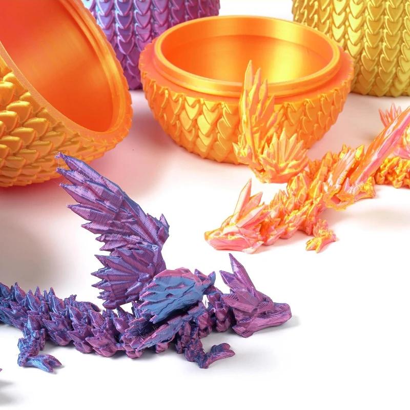3D Printed Dinosaur Flying Dragon Ornament Articulated Joints Gradient Color Wings  Gift Handicraft Moving Parts Home Crafts