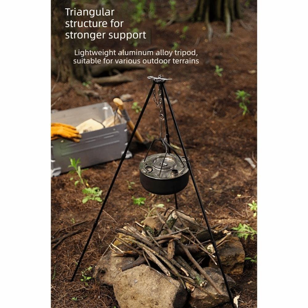 Adjustable Height Camping Tripod Portable Aluminum Zinc Zinc Alloy Tripod Campfire Bracket  Hiking