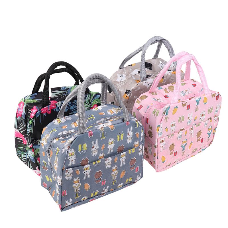Lunch Bag Handle Insulation Cooler Bag For Women Kid Cartoon Animals Lunch Box Picnic Travel Portable Food Storage Thermal Bag