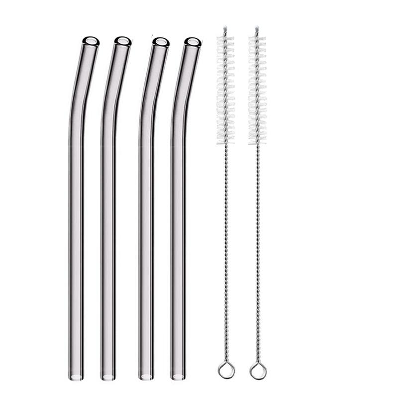 4 szt. 20 cm Szklane Słomki do Picia Wielokrotnego Użytku Kolorowe Szklane Słomki do Napojów Sok Ekologiczne Słomki Koktajlowe Barowe Naczynia do Picia
