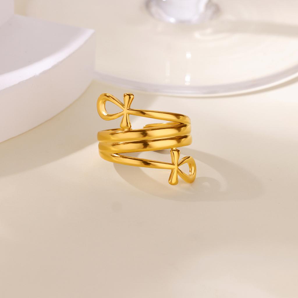 New double-layer cross ring, male and female couples ring, double-layer k ring.