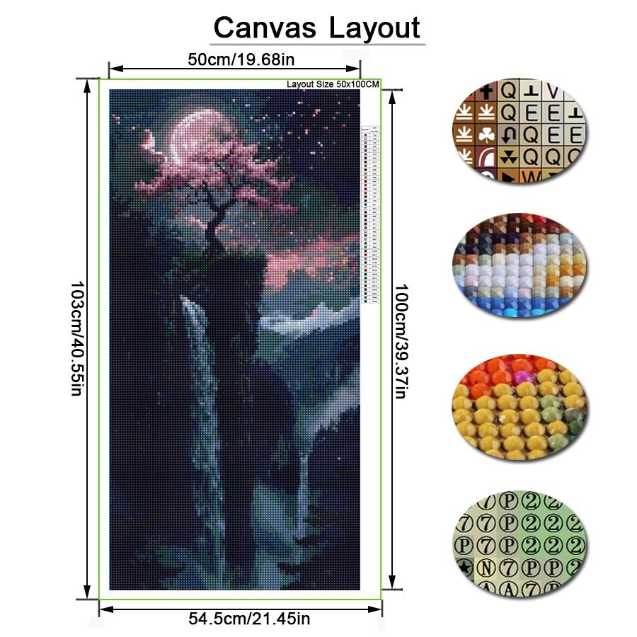 Moon Tree Waterfall Scenery Large Size Diamond Painting New Collection Landscape Diy Full Drill Rhinestone Embroidery Mosaic Cross Stitch Kits