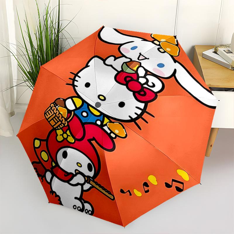 

1pc Hello Kitty Mushroom Hat Auto Open Close Umbrella - Portable Folding Design with Iron Frame - Outdoor for Fans, Travelers, Everyday Use - Perfect