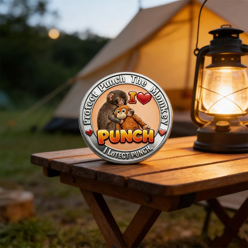 Prote Protect Punch Monkey Coin 3D Embossed Commemorative Figure Metal Collectible Souvenir Home Decoration Children Adults Gift