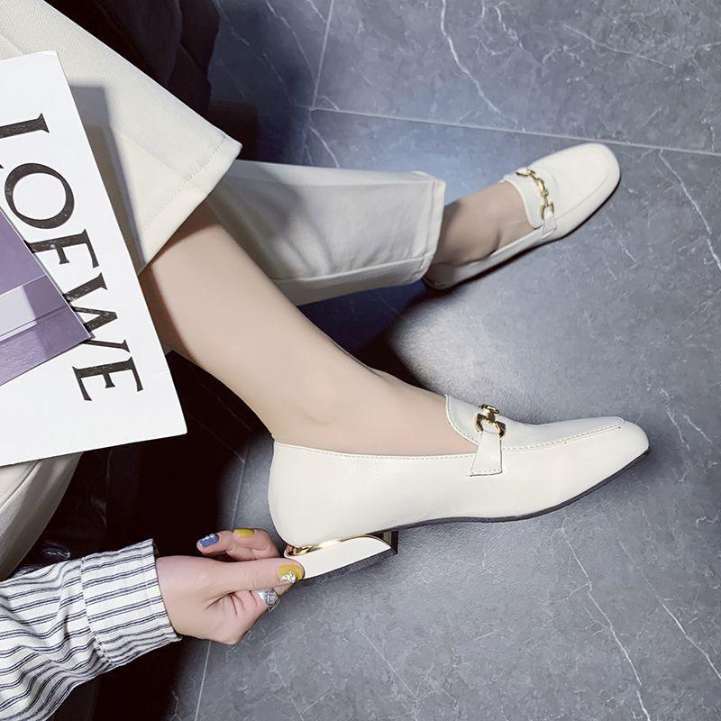 Fashion versatile low-heeled British style spring comfortable work soft-soled single shoes for women 2025 spring and summer new small leather shoes fo