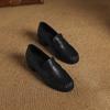 Women's low-heeled single shoes, spring and autumn models, full leather thick-heeled large-size casual shoes inside and outside, loafers.