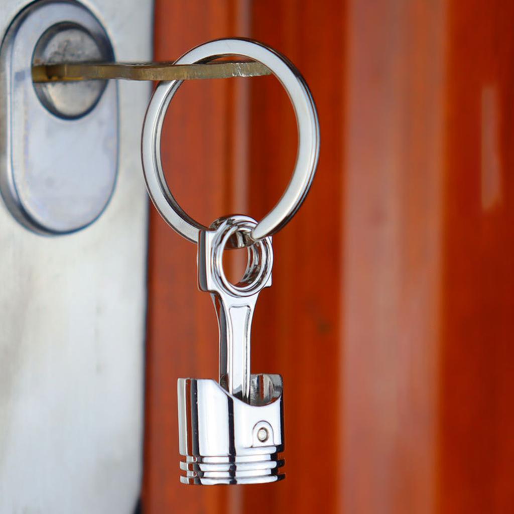 6Pcs/set Heavy Duty Alloy Car Engine Piston Keychain for Automotive Enthusiasts Mechanical Design Keyring Gift