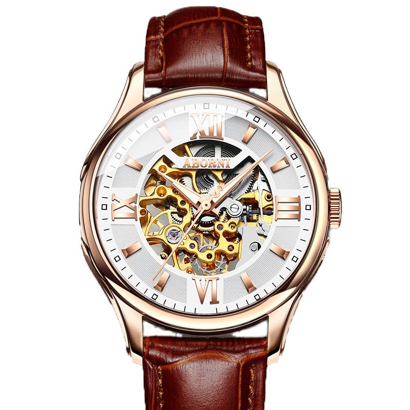 Yaboni automatic mechanical watch fashion double-sided hollow mechanical watch waterproof luminous men s belt watch